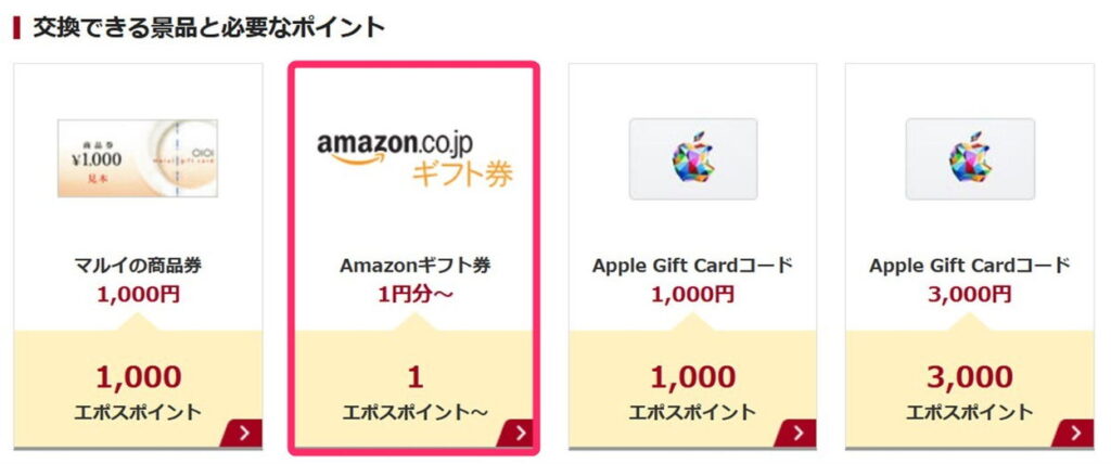 エポスポイントをAmazonギフト券に交換